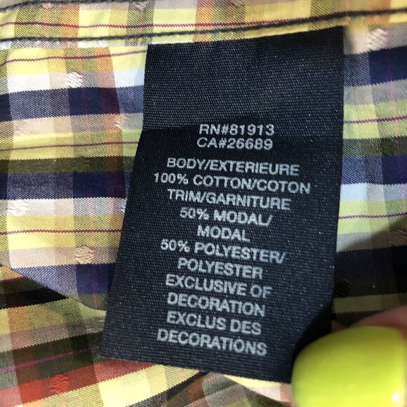 Robert Graham Plaid Woven Button-Down Shirt Contrast Paisley Cuff Collar Size XL - Picture 12 of 12